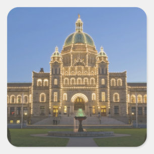 Canada, BC, Victoria, BC-wetgevingsgebouw bij Vierkante Sticker