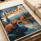 Canada Beaver Poster – Vintage Travel Art