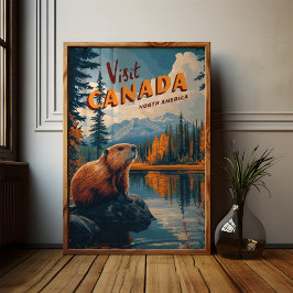 Canada Beaver Poster – Vintage Travel Art