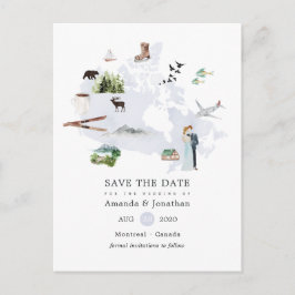 Canada Bestemming Trouw Save the Date Aankondigingskaart
