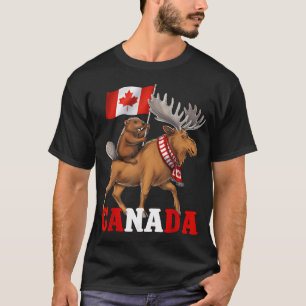 Canada Bever Eland Canadese Vlag Esdoornblad T-shirt