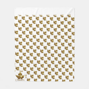 Canada Blanket Gold Canada Maple Leaf Blanket Fleece Deken