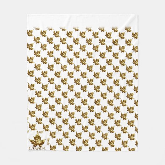 Canada Blanket Gold Canada Maple Leaf Blanket Fleece Deken (Voorkant)
