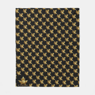 Canada Blanket Gold Canada Maple Leaf Blanket Fleece Deken