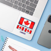 CANADA BLUE STICKER (Laptop met iPhone)