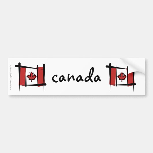 Canada Borstel Vlag Bumpersticker (Voorkant)
