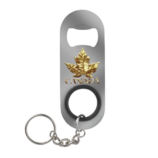 Canada Bottle Open Custom Gold Canada Souvenirs Mini Flessenopener (Voorkant)