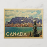 Canada Briefkaart Vintage Travel<br><div class="desc">Canada ontwerpt in Vintage Travel-stijl met een Jasper National Park-meer.</div>