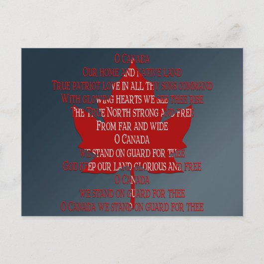 Canada Briefkaarten Canada Anthem Souvenir Briefka (Voorkant)