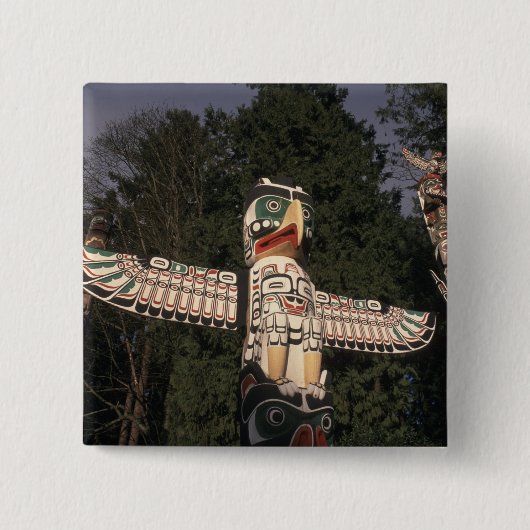 Canada, British Columbia, Vancouver. Native Vierkante Button 5,1 Cm (Voorkant)