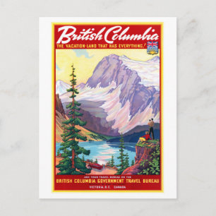Canada British Columbia Vintage Poster herstelde Briefkaart