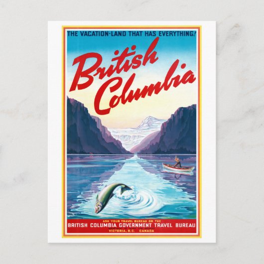 Canada British Columbia Vintage Poster herstelde Briefkaart (Voorkant)