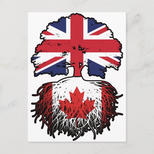 Canada British UK Tree Roots Flag Briefkaart (Voorkant)