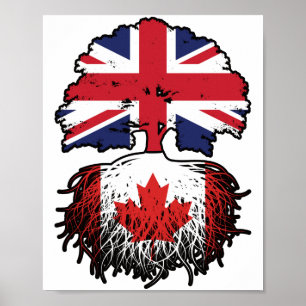 Canada British UK Tree Roots Flag Poster