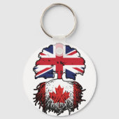 Canada British UK Tree Roots Flag Sleutelhanger (Voorkant)