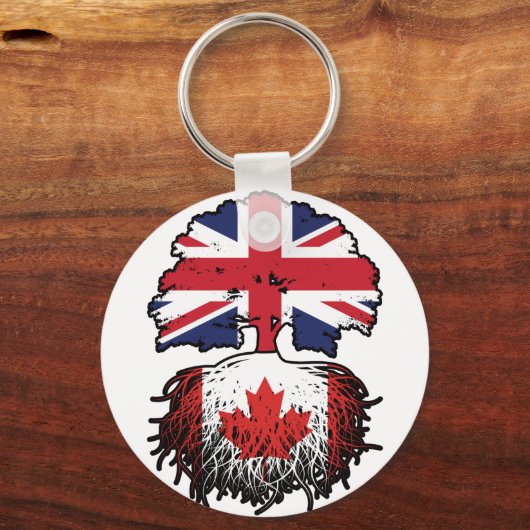 Canada British UK Tree Roots Flag Sleutelhanger (Voorkant)