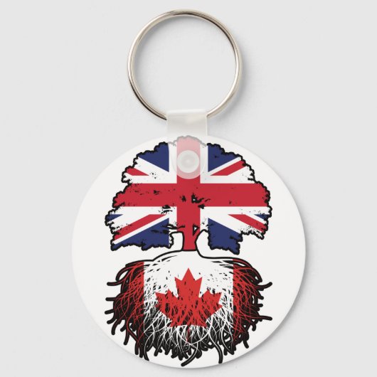 Canada British UK Tree Roots Flag Sleutelhanger (Achterkant)