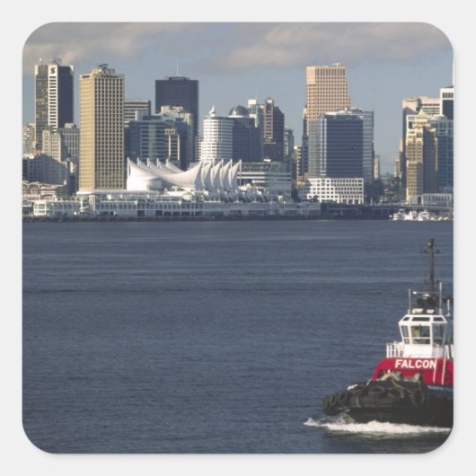 Canada, Brits-Columbia, Vancouver. Centrum Vierkante Sticker (Voorkant)