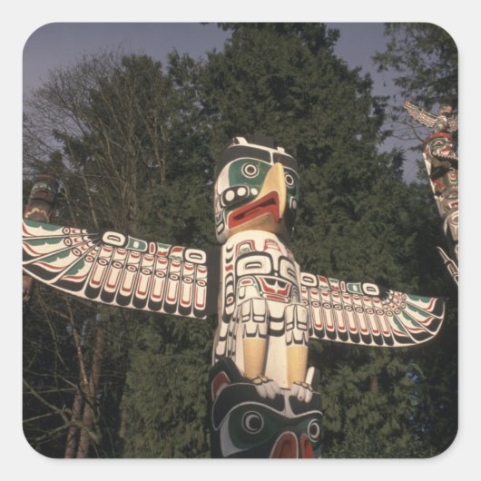 Canada, Brits-Columbia, Vancouver. Inheems Vierkante Sticker (Voorkant)