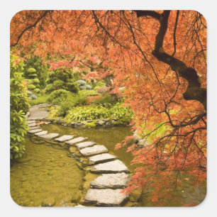 CANADA, Brits-Columbia, Victoria. Herfst Vierkante Sticker