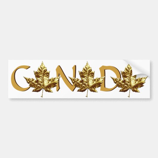 Canada Bumpersticker Gold Maple Leaf Sticker (Voorkant)