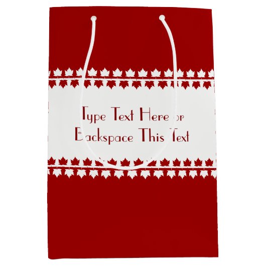 Canada Cadeaus Custom Canada Maple Leaf Gift Bag Medium Cadeauzakje (Voorkant)