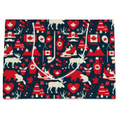Canada Canadese Kerst Winter Eland Patroon Groot Cadeauzakje (Voorkant)