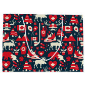 Canada Canadese Kerst Winter Eland Patroon Groot Cadeauzakje (Achterkant)