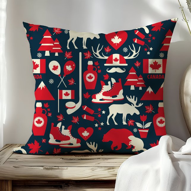 Canada Canadese Kerst Winter Eland Patroon Kussen (Creator heeft geüpload)