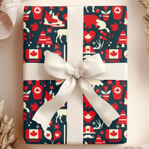 Canada Canadese Kerstmis Winter Eland Patroon Cadeaupapier