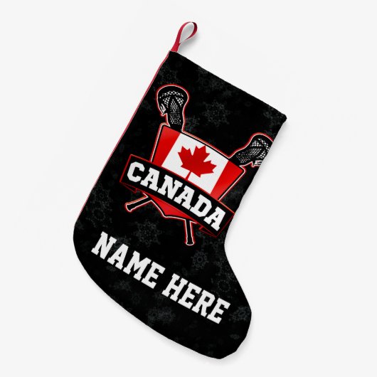 Canada Canadese Lacrosse Vlag Kerstkous Kleine Kerstsok (Voorkant (Hangend))