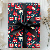 Canada Canadian KerstWinter Moose Pattern Cadeaupapier