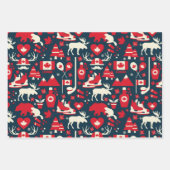 Canada Canadian KerstWinter Moose Pattern Inpakpapier Vel (Voorkant)