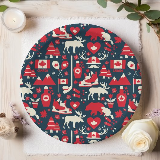 Canada Canadian KerstWinter Moose Pattern Papieren Bordje