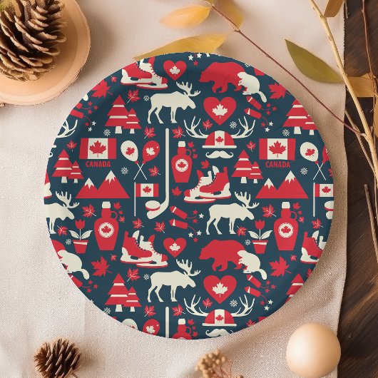 Canada Canadian KerstWinter Moose Pattern Papieren Bordje
