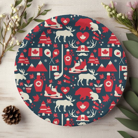 Canada Canadian KerstWinter Moose Pattern Papieren Bordje