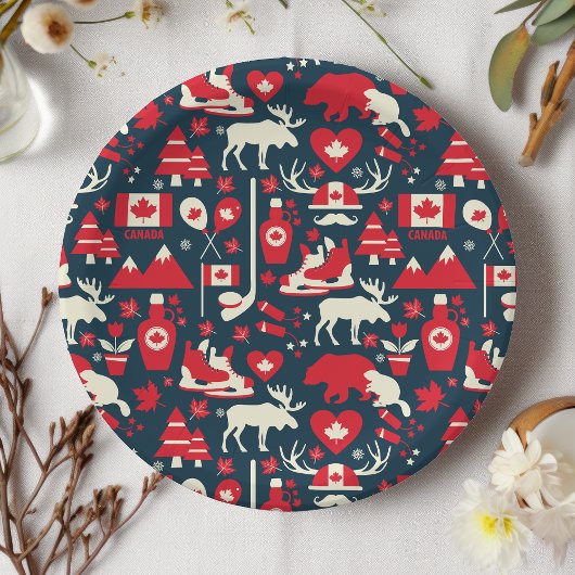 Canada Canadian KerstWinter Moose Pattern Papieren Bordje