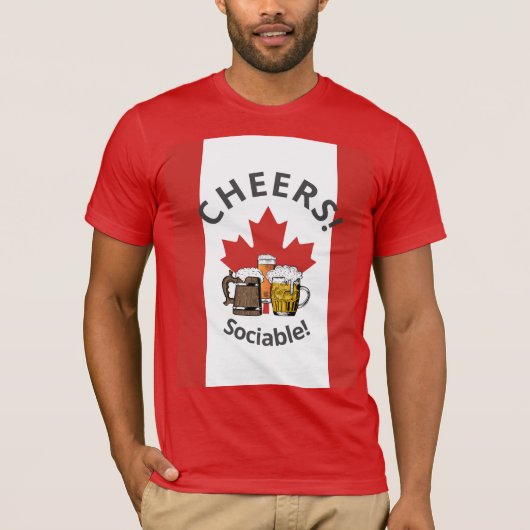 CANADA Cartoon 3 juicht 'sociaal!' T-shirt (Voorkant)