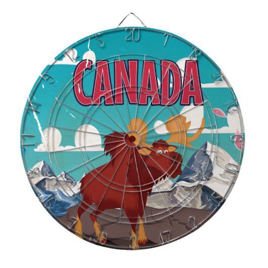Canada Cartoon  Moose Poster Dartbord (Voorkant)