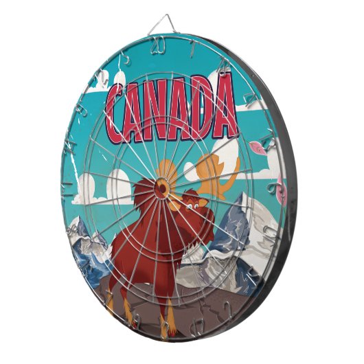 Canada Cartoon  Moose Poster Dartbord (Voorkant Rechts)