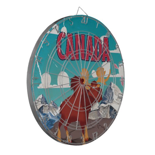 Canada Cartoon  Moose Poster Dartbord (Voorkant Links)