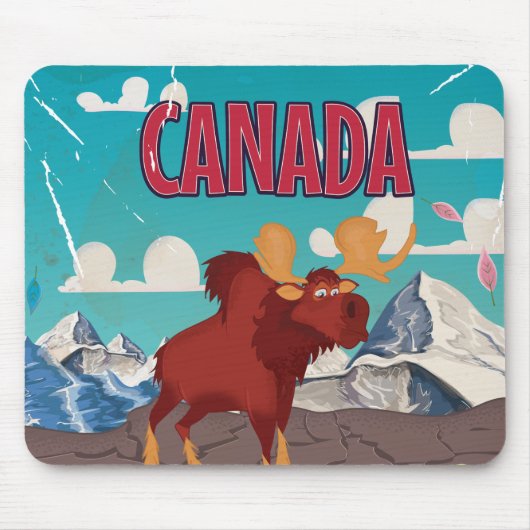 Canada Cartoon Vintage Eland Poster Muismat (Voorkant)