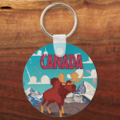 Canada Cartoon Vintage Eland Poster Sleutelhanger (Voorkant)