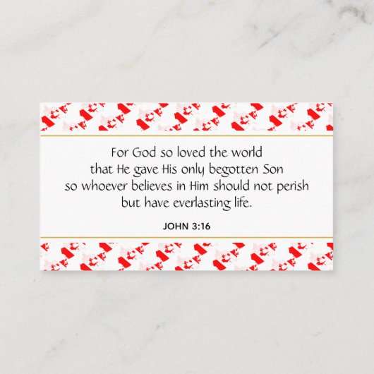 CANADA Christelijke Schrift Johannes 3:16 Visitekaartje (Achterkant)