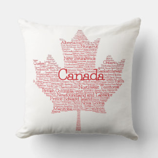 Canada Cities and Towns Maple Leaf Word Art Kussen