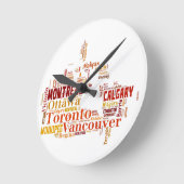 Canada Cities Word Art Ronde Klok (Hoek)
