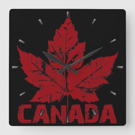 Canada Clock Cool Canada Souvenir Wall Clocks Gift Vierkante Klok (Voorkant)
