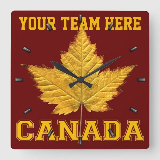 Canada Clock Sports Team Canada Souvenir Clock Vierkante Klok (Voorkant)