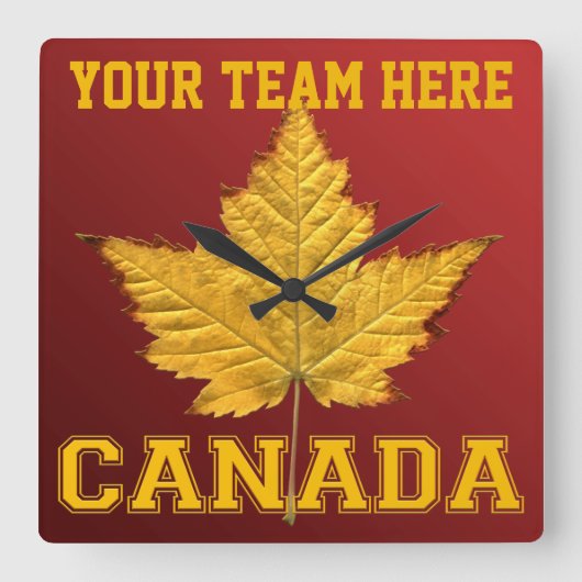 Canada Clock Sports Team Canada Souvenir Clock Vierkante Klok (Voorkant)