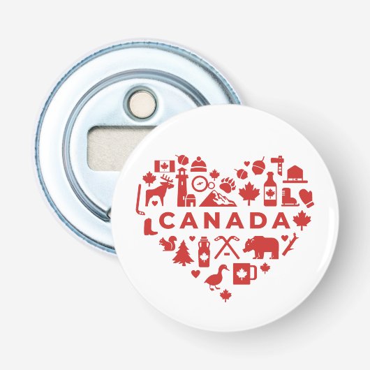 Canada Collage Heart Button Flesopener (Voorkant)